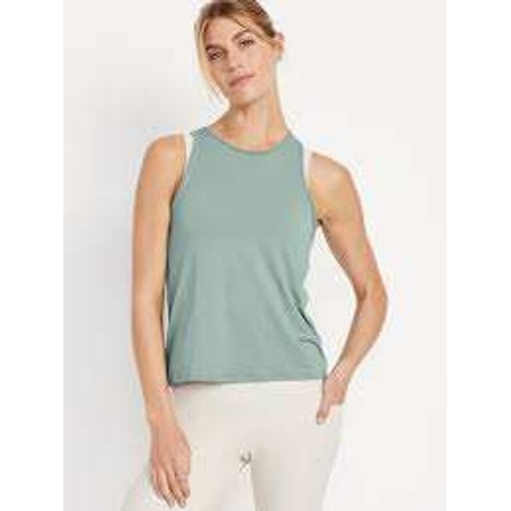 Old Navy Flowform Go-Dry Active Tank Top Sage Green Small Cutout Back